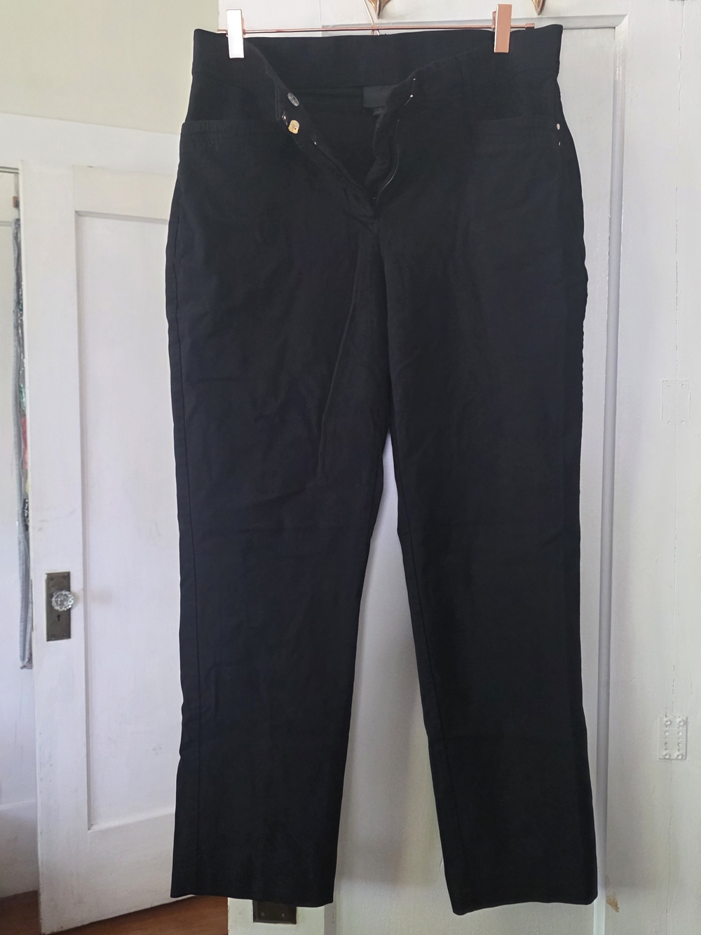 JM Collection Black Straight-Leg Slacks